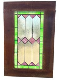 Vintage Stained Glass Window Panel In A Wide Frame.