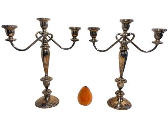 Pair Of 15.5' Tall Sterling Silver 3 Arm Candelabras By Poole.