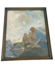 Vintage Original Framed Print By Maxfield Parrish. Titled ' Morning'   (#1 )