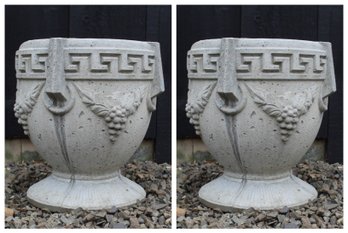 Pair Of Concrete Grecian Style Urns