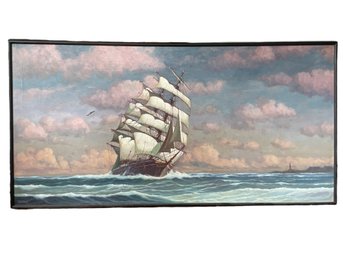 Vintage Oil On Canvas Featuring A Seascape. Singed By Artist J. Winfield ?