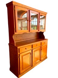 Country Style China Cabinet /server In Two Sections.