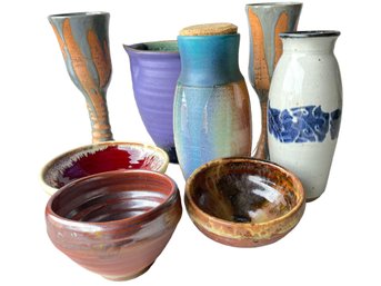 Collection Of Contemporary Pottery Studio Bowls, Vases And Vessels .
