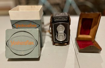 Yashicaflex Camera (Yashima Kogaku Seieki Co. Ltd.) With Leather Case And Original Box