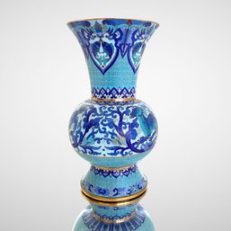 Hand Painted, JingJing 'Jingfai Blue' STUNNING Cloisonne Vase From Beijing Hanytheuang Wares