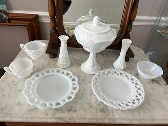 Collection Of Vintage Milk Glass