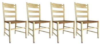 A Set Of 4 Rush Seated Ladder Back Dining Chairs By Ethan Allen - Custom Cushions!