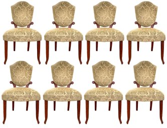 A Set Of 8 Vintage Queen Anne Style Yew Wood Dining Chairs