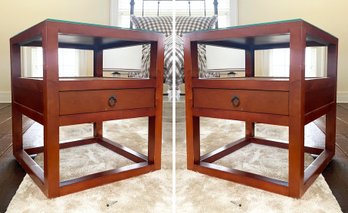 A Pair Of Handcrafted Nightstands By The Farmhouse Collection
