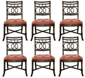 A Set Of 6 Rattan Dining Chairs In Chinese Chippendale Style