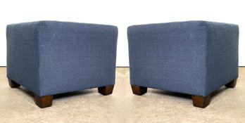 A Pair Of Modern Linen Footstools By Skyline Furniture