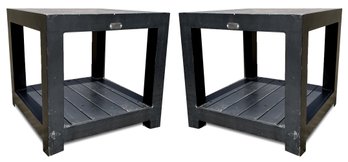 A Pair Of Tubular Aluminum Outdoor Tables By Cabana Coast