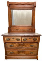 A 19th Century Eastlake Victorian Marble Top Ohio Dresser With Mirror