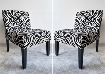 A Pair Of Designer Slipper Chairs In Zebra Print