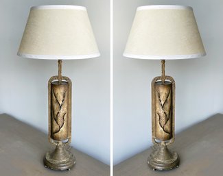 A Pair Of Large Vintage Art Metal Lamps