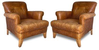 A Pair Of Modern Leather Arm Chairs