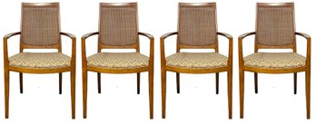 A Set Of 4 Vintage Mid Century Cane Back Arm Chairs By Henredon