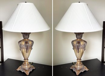 A Pair Of Decorative Metal Urn Form Lamps