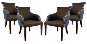 A Set Of 4 Glamorous Arm Chairs With Nailhead Trim