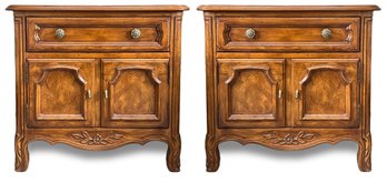 A Pair Of Vintage Fruitwood Nightstands By Drexel Furniture