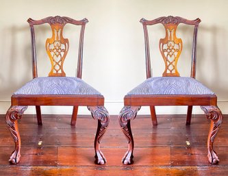 A Pair Of Antique Chippendale Side Chairs