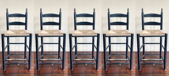 A Set Of 6 Vintage Shaker Rush Seated Counter Stools