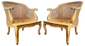 A Pair Of French Provincial Cane Arm Chairs (AS IS)