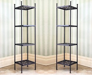 A Pair Of Modern Metal Etagere Or Plant Stands