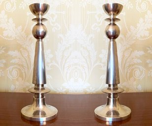 A Pair Of Vintage Modern Sterling Silver Candlesticks, Bibr Jerusalem