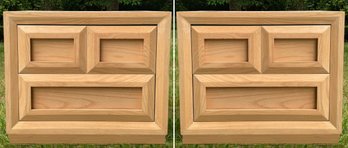 A Pair Of Vintage Modern Oak Nightstands By Stanley Furniture (Two Drawers)