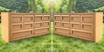 A Pair Of Vintage Modern Oak Dressers By Stanley Furniture (Six Drawers)