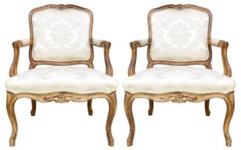 A Pair Of Vintage Louis XV Style Arm Chairs