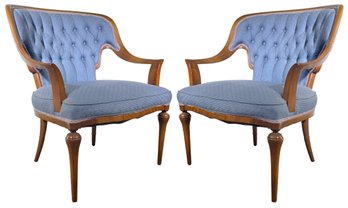 A Pair Of Fab Hollywood Regency Arm Chairs With Tufted Backs