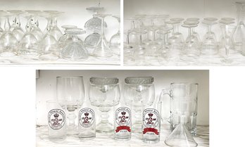 Several Shelves Of Vintage And Antique Glassware