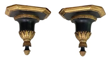 A Pair Of Vintage Accent Shelves In Neoclassical Style