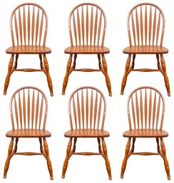 A Set Of 6 Solid Wood Windsor Chairs