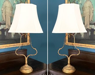 An Antique Bronze Table Lamp - PAIR