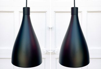 A Pair Of Modern Narrow Pendant Lights, 'Swell,' By Pablo