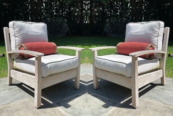 A Pair Of Teak Arm Chairs By Regal Teak - With Sunbrella Cusions