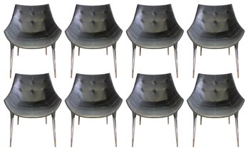 A Set Of 8 Passion Dining Chairs In Slate Grey Leather By Philippe Starck For Cassina