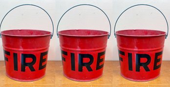 A Trio Of Vintage Metal Fire Buckets