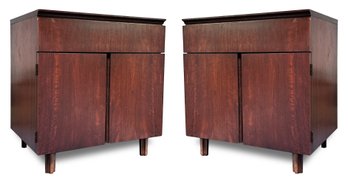 A Pair Of Mid Century Modern Mahogany Nightstands By John Stuart