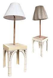 A Pair Of Vintage Acrylic Side Table / Combo Lamps