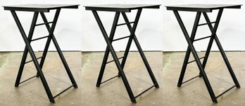 A Trio Of Mid Century 'Butlerette' Snack Tables With Faux Marble Tops