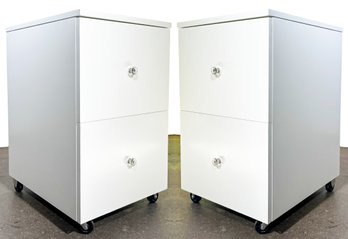 A Pair Of Modern Rolling File Drawer Units With Glass Hardware - Bedroom, Office, Nightstand...You Name It!