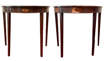 A Pair Of Demi Lune Console Tables - AS IS