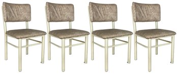 A Set Of 4 Vintage Metal And Vinyl Side Chairs