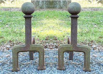 A Pair Of 19th Century Cast Iron Andirons