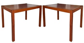 A Pair Of Vintage Danish Modern Side Tables In Teak  By Vestergaard Of Denmark