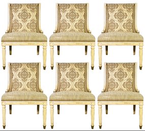 A Set Of 6 Elegant Upholstered Side Or Dining Chairs With Nailhead Trim By Hickory White